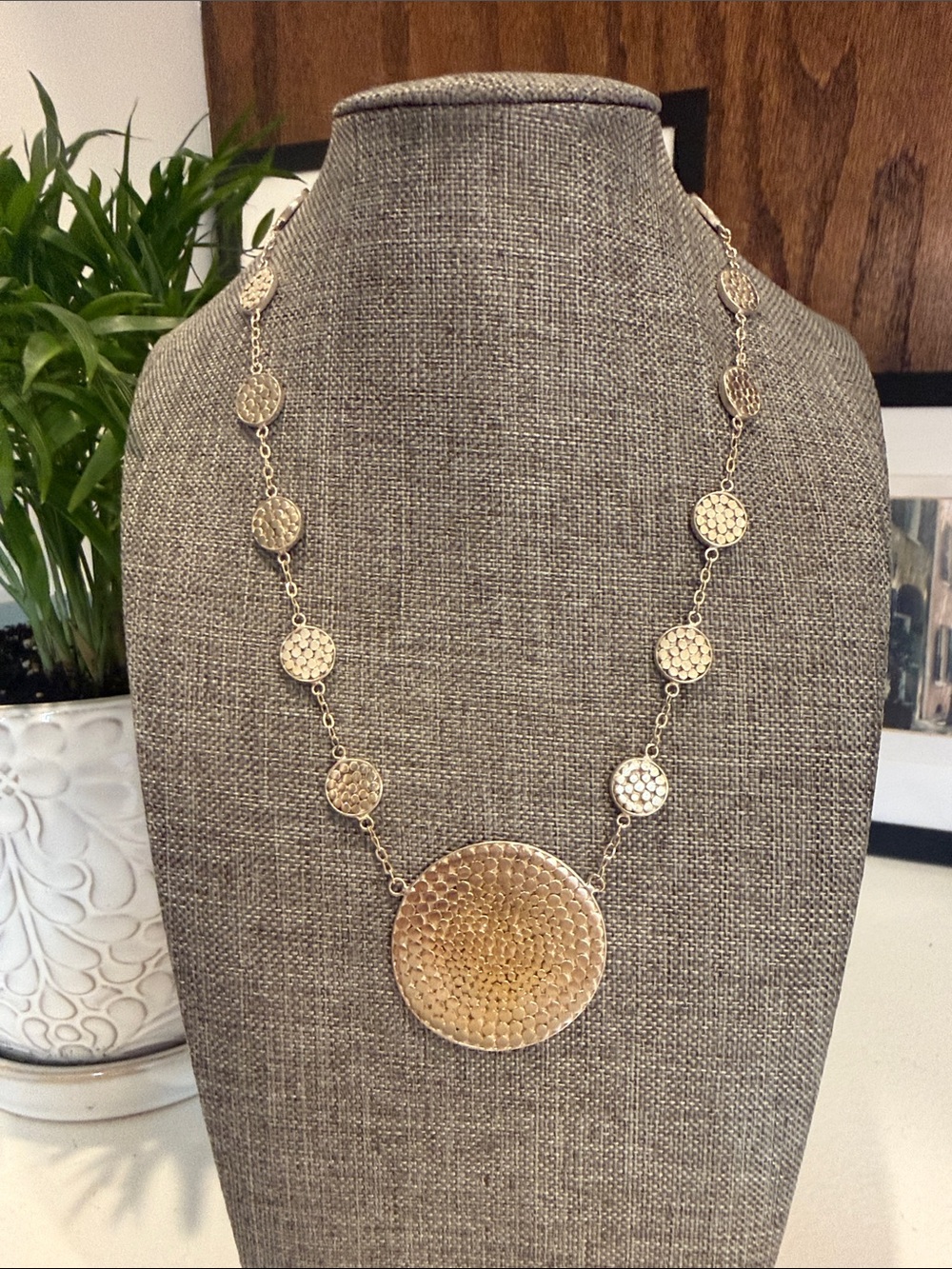 Rare Anna Beck Necklace 925 Sterling 18K Gold Plate Bali Disc Collector Piece
